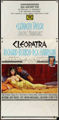 1b0454 CLEOPATRA roadshow 3sh 1963 Elizabeth Taylor, Richard Burton, Rex Harrison, Terpning art!