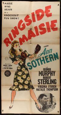 1b0493 RINGSIDE MAISIE 3sh 1941 great art of Ann Sothern wearing boxing gloves, Murphy, ultra rare!