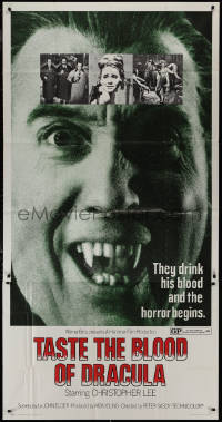 1b0500 TASTE THE BLOOD OF DRACULA 3sh 1970 Hammer horror, vampire Christopher Lee showing fangs!
