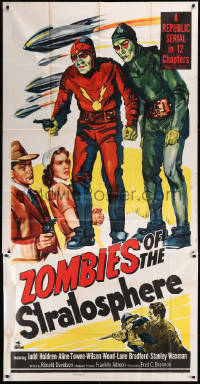 1b0515 ZOMBIES OF THE STRATOSPHERE 3sh 1952 cool art of aliens with guns including Leonard Nimoy!