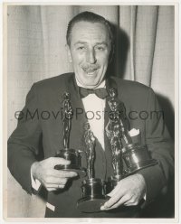 1b2405 WALT DISNEY 8x10.25 news photo 1954 at ceremony posing with four Oscars he won that year!