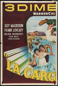 1b0280 CHARGE AT FEATHER RIVER INCOMPLETE Argentinean 29x44 1953 Guy Madison, cool different 3D art!