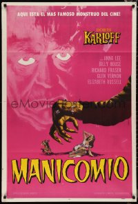 1b0287 BEDLAM Argentinean R1960s Oscar art of madman Boris Karloff, produced by Val Lewton!