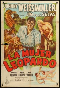 1b0292 CAPTIVE GIRL Argentinean 1950 Weissmuller as Jungle Jim, Crabbe & sexy blonde w/chimp, rare!
