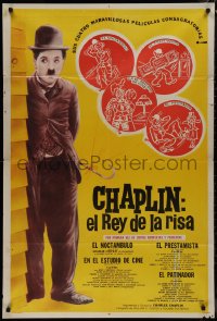 1b0294 CHAPLIN: EL REY DE LA RISA Argentinean 1960s full-length image of Charlie with cane, rare!