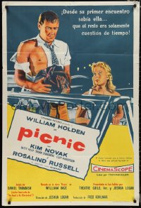 1b0330 PICNIC Argentinean 1956 great art of William Holden with torn shirt by Kim Novak, very rare!