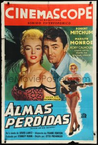 1b0332 RIVER OF NO RETURN Argentinean 1954 sexy Marilyn Monroe w/ guitar & Mitchum, different!