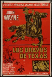 1b0340 TALL IN THE SADDLE Argentinean R1960s great art of John Wayne on charging horse, rare!