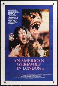 1b0580 AMERICAN WEREWOLF IN LONDON Aust 1sh 1982 different image of Naughton transforming & monster!