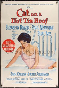 1b0587 CAT ON A HOT TIN ROOF Aust 1sh R1966 different artwork of Elizabeth Taylor as Maggie the Cat!
