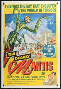1b0591 DEADLY MANTIS Aust 1sh 1957 classic art of giant insect attacking Washington D.C.!