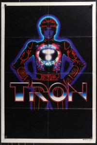 1b0626 TRON teaser Aust 1sh 1982 Walt Disney, great image of Boxleitner in title role in red suit!