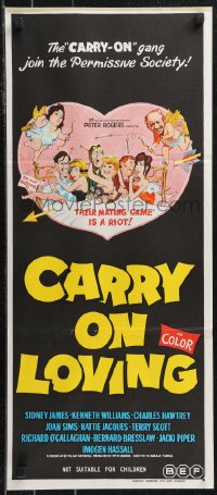 1b0527 CARRY ON LOVING Aust daybill 1971 Sidney James, English comedy, different wacky art!