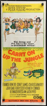 1b0528 CARRY ON UP THE JUNGLE Aust daybill 1970 Frankie Howerd & sexy women in Africa, wacky art!