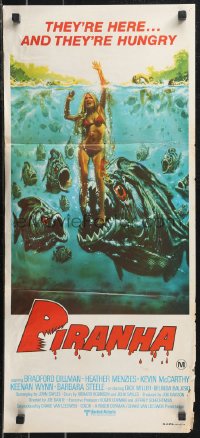 1b0560 PIRANHA Aust daybill 1978 Roger Corman, art of man-eating fish & sexy girl by Bob Larkin!