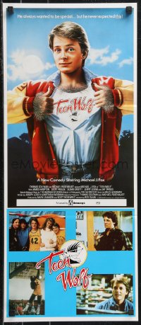 1b0574 TEEN WOLF Aust daybill 1985 teenage werewolf Michael J. Fox, different images + Cowell art!