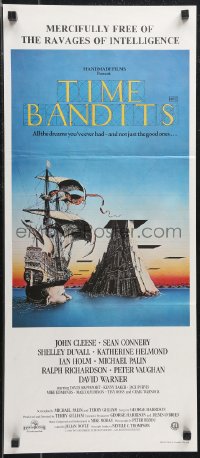 1b0576 TIME BANDITS Aust daybill 1981 John Cleese, Sean Connery, art by director Terry Gilliam!