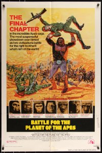 1b1113 BATTLE FOR THE PLANET OF THE APES 1sh 1973 Tanenbaum art of war between apes & humans!