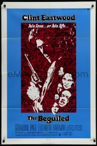 1b1116 BEGUILED 1sh 1971 cool psychedelic art of Clint Eastwood & Geraldine Page, Don Siegel