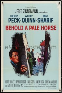 1b1117 BEHOLD A PALE HORSE 1sh 1964 Gregory Peck, Anthony Quinn, cool Terpning artwork!