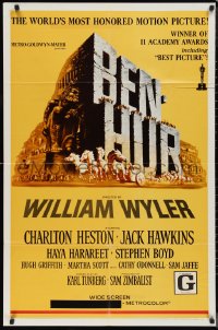 1b1119 BEN-HUR 1sh R1969 Charlton Heston, William Wyler classic religious epic, chariot art!