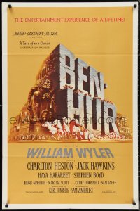 1b1118 BEN-HUR 1sh 1960 Charlton Heston, William Wyler classic epic, cool chariot & title art!
