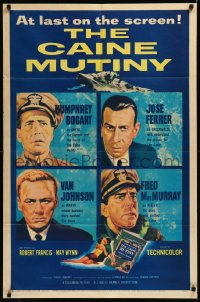 1b1135 CAINE MUTINY 1sh 1954 art of Humphrey Bogart, Jose Ferrer, Van Johnson & Fred MacMurray!