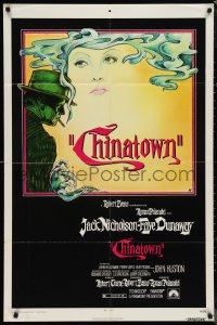 1b1144 CHINATOWN 1sh 1974 Roman Polanski, Jim Pearsall art of smoking Jack Nicholson & Faye Dunaway!