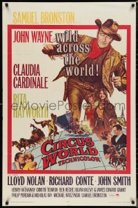 1b1148 CIRCUS WORLD 1sh 1965 Claudia Cardinale, John Wayne is wild across the world!