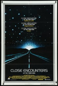 1b1152 CLOSE ENCOUNTERS OF THE THIRD KIND 1sh 1977 Spielberg's sci-fi classic, silver border design!