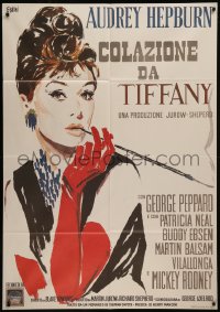 1b0002 BREAKFAST AT TIFFANY'S 39x55 Italian commercial poster 2000s McGinnis art of Audrey Hepburn!