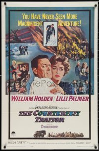 1b1156 COUNTERFEIT TRAITOR 1sh 1962 art of William Holden & Lilli Palmer by Howard Terpning!