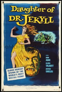 1b1161 DAUGHTER OF DR JEKYLL 1sh 1957 Edgar Ulmer, blood-hungry fiend hidden in a woman's body!
