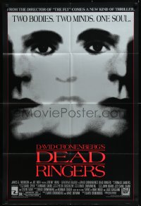 1b1164 DEAD RINGERS 1sh 1988 Jeremy Irons & Genevieve Bujold, David Cronenberg, borderless design!