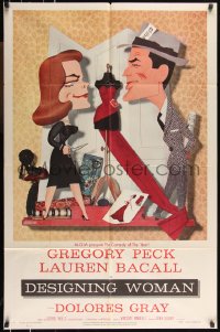 1b1167 DESIGNING WOMAN style B 1sh 1957 art of Gregory Peck & Lauren Bacall by Jacques Kapralik!