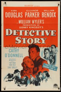1b1169 DETECTIVE STORY 1sh 1951 William Wyler, Kirk Douglas can't forgive Eleanor Parker!
