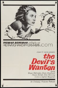 1b1171 DEVIL'S WANTON 1sh 1962 Ingmar Bergman's Fangelse, close-up image of Birger Malmsten + art!