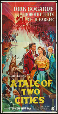 1b0207 TALE OF TWO CITIES English 3sh 1958 art of Dirk Bogarde on his way to execution, Dickens!
