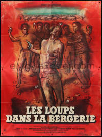 1b1005 WOLVES IN THE SHEEPFOLD French 4p 1960 Rene Peron art of man getting stoned to death, rare!