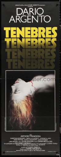 1b1066 TENEBRE French door panel 1982 Dario Argento giallo, creepy art of dead girl w/ bloody neck!