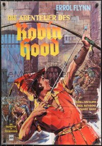 1b0402 ADVENTURES OF ROBIN HOOD German R1970s completely different art of Flynn as Robin Hood by Kede
