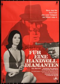 1b0412 DIAMOND SAFARI German 1966 art of Marie-Jose Nat & Jean-Louis Trintignant pointing gun!