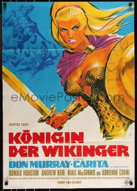 1b0442 VIKING QUEEN German 1967 Hammer, Don Murray, great art of Carita with sword by Klaus Dill!