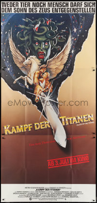 1b0100 CLASH OF THE TITANS German 47x99 1981 Ray Harryhausen, different Huyssen art, ultra rare!