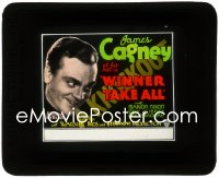 1b0267 WINNER TAKE ALL glass slide 1932 great close up of smiling boxer James Cagney, a knockout!