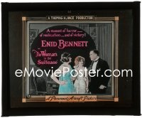 1b0271 WOMAN IN THE SUITCASE glass slide 1920 pretty Enid Bennett discovers her father's secret!
