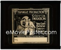 1b0277 YOU CAN'T BELIEVE EVERYTHING glass slide 1918 young Gloria Swanson in love triangle, rare!