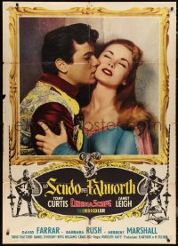 1b0775 BLACK SHIELD OF FALWORTH Italian 1p 1954 romantic close-up of Tony Curtis & Janet Leigh!