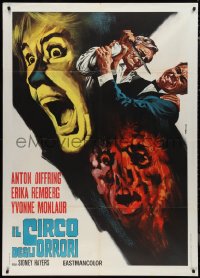 1b0784 CIRCUS OF HORRORS Italian 1p R1968 horror art of girl w/ knife in throat by Picchioni!