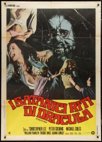 1b0846 SATANIC RITES OF DRACULA Italian 1p 1974 vampire Chrisopher Lee, different sexy image!